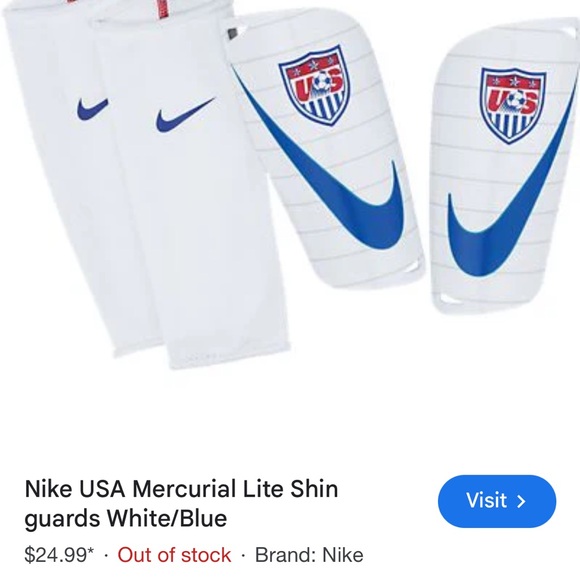 Nike USA Mercurial Shin Guards - size Large, white and blue. - Picture 4 of 5